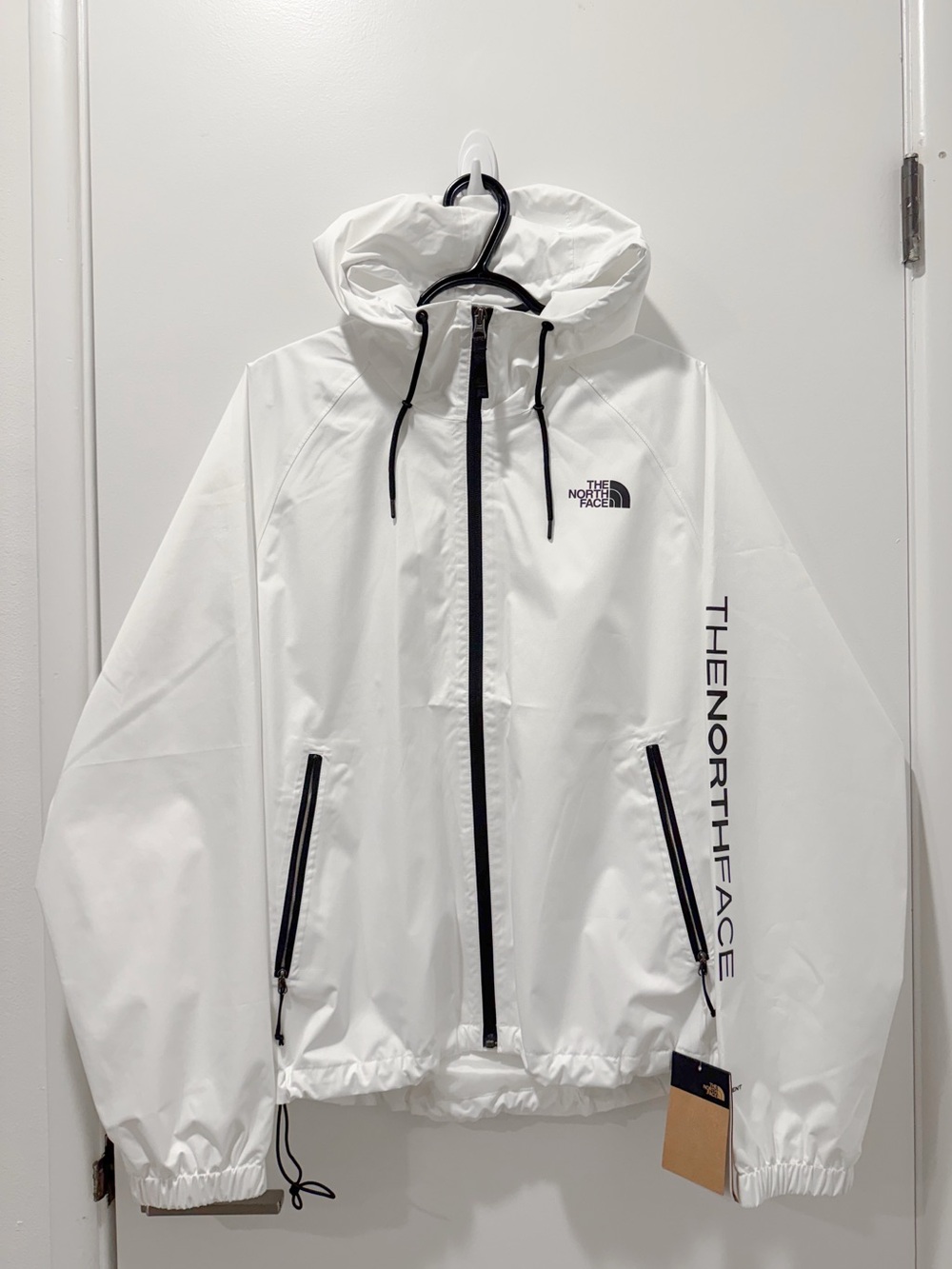 The North Face White Rain Jacket with Hood Novelty TNF - Picture 1 of 5
